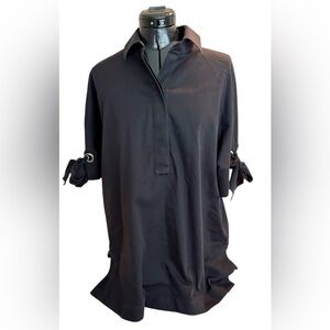 Chico's Shirt Top Blouse Pullover Henley Neck Womens Black Size 2 size medium